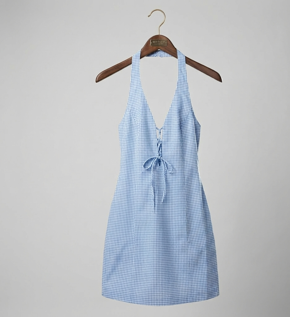 The Picnic Date Gingham Halter Mini