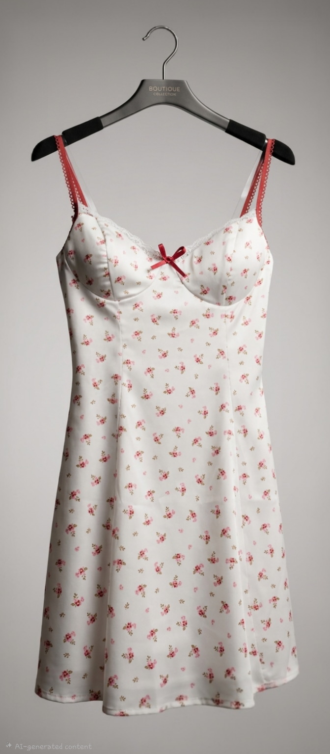 Midnight Rose Floral Mini Dress- Red