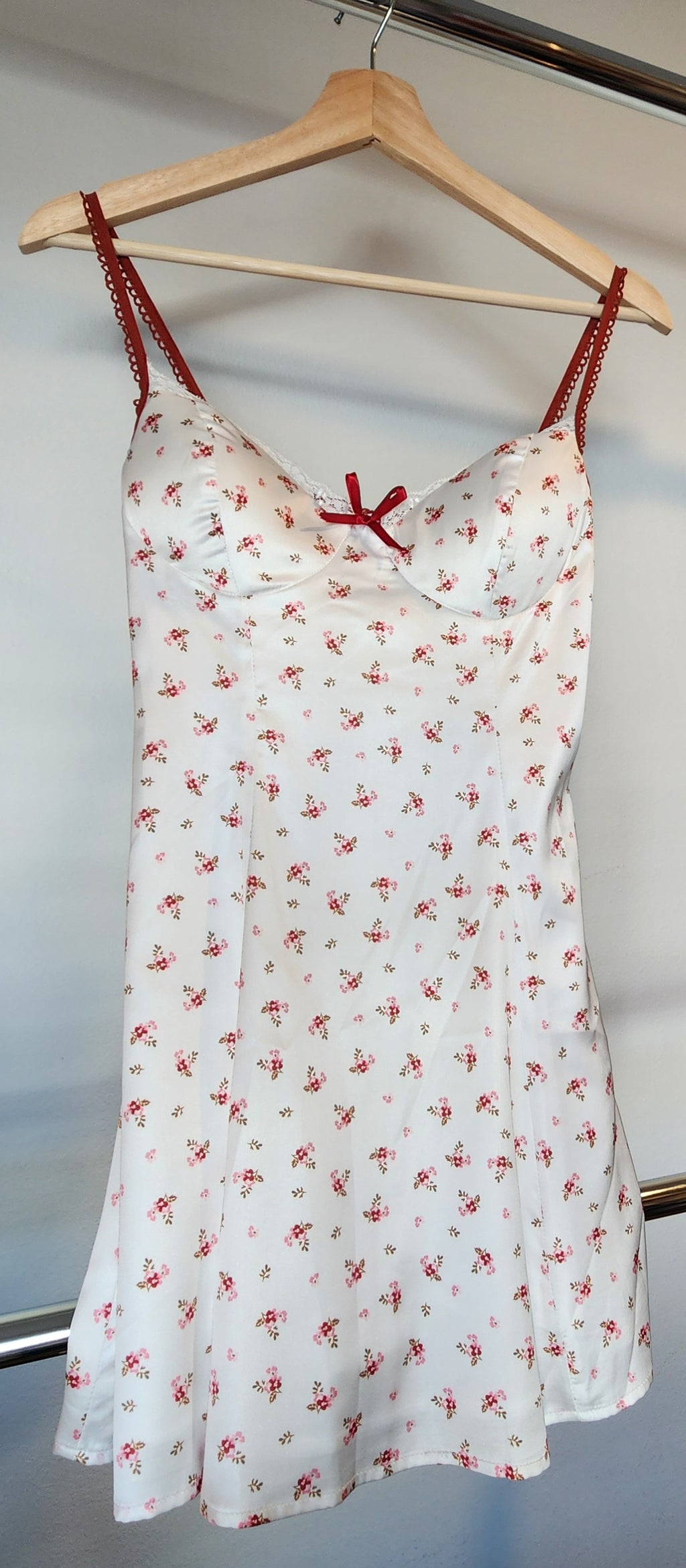 Midnight Rose Floral Mini Dress- Red