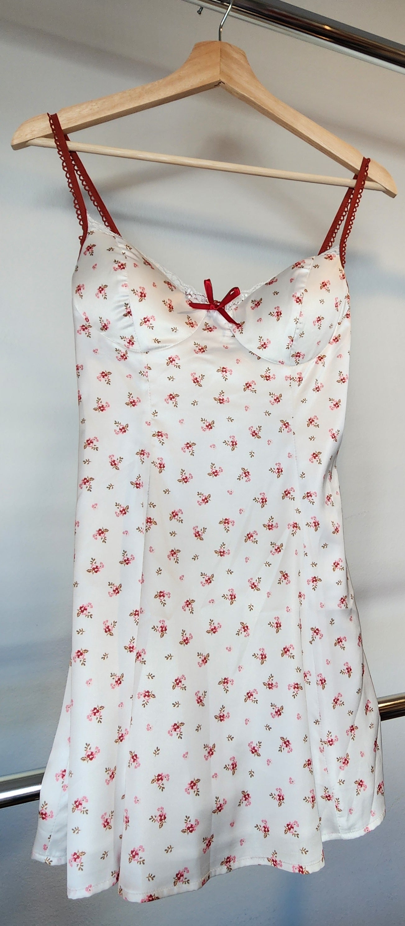 Midnight Rose Floral Mini Dress- Red