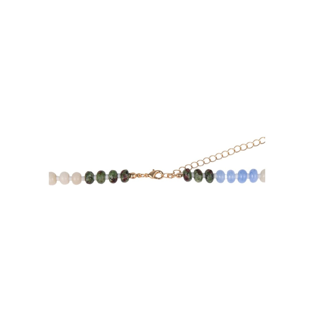 Multicolored beaded bracelet on a white background